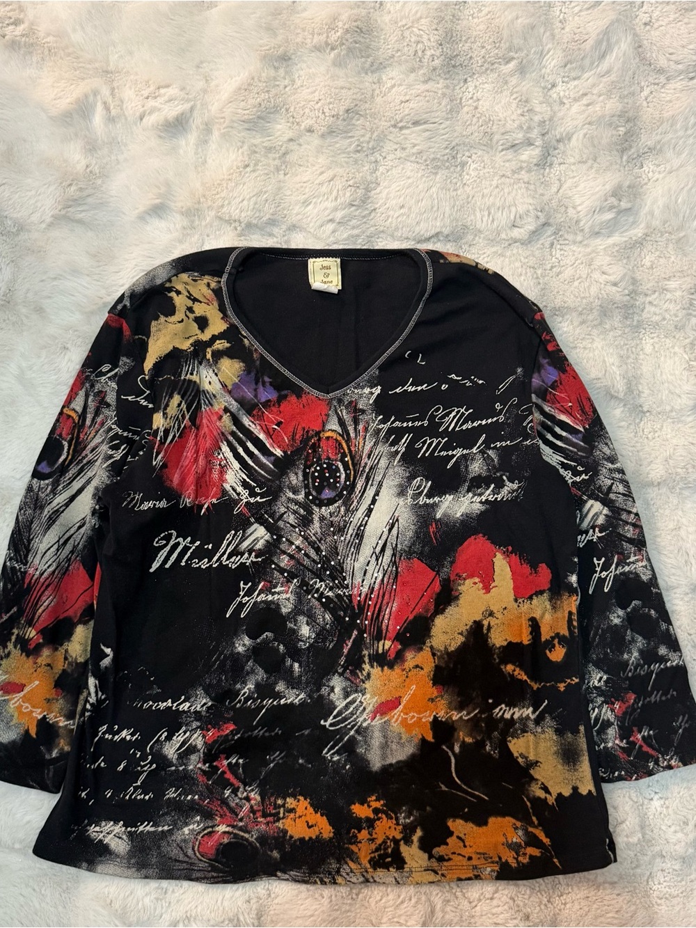 Jess & Jane Abstract Peacock Graphic Top